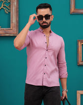 PINK LINEN BLEND SHIRT