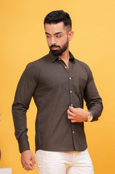 WOODY BROWN TEXTURED CASUAL SHIRT