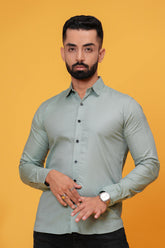 FRENCH GREENISH TEXTURED SHIRT