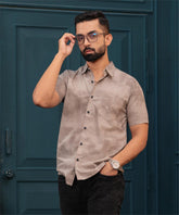 OYSTER BROWN HALF SLEEVES SHIRT
