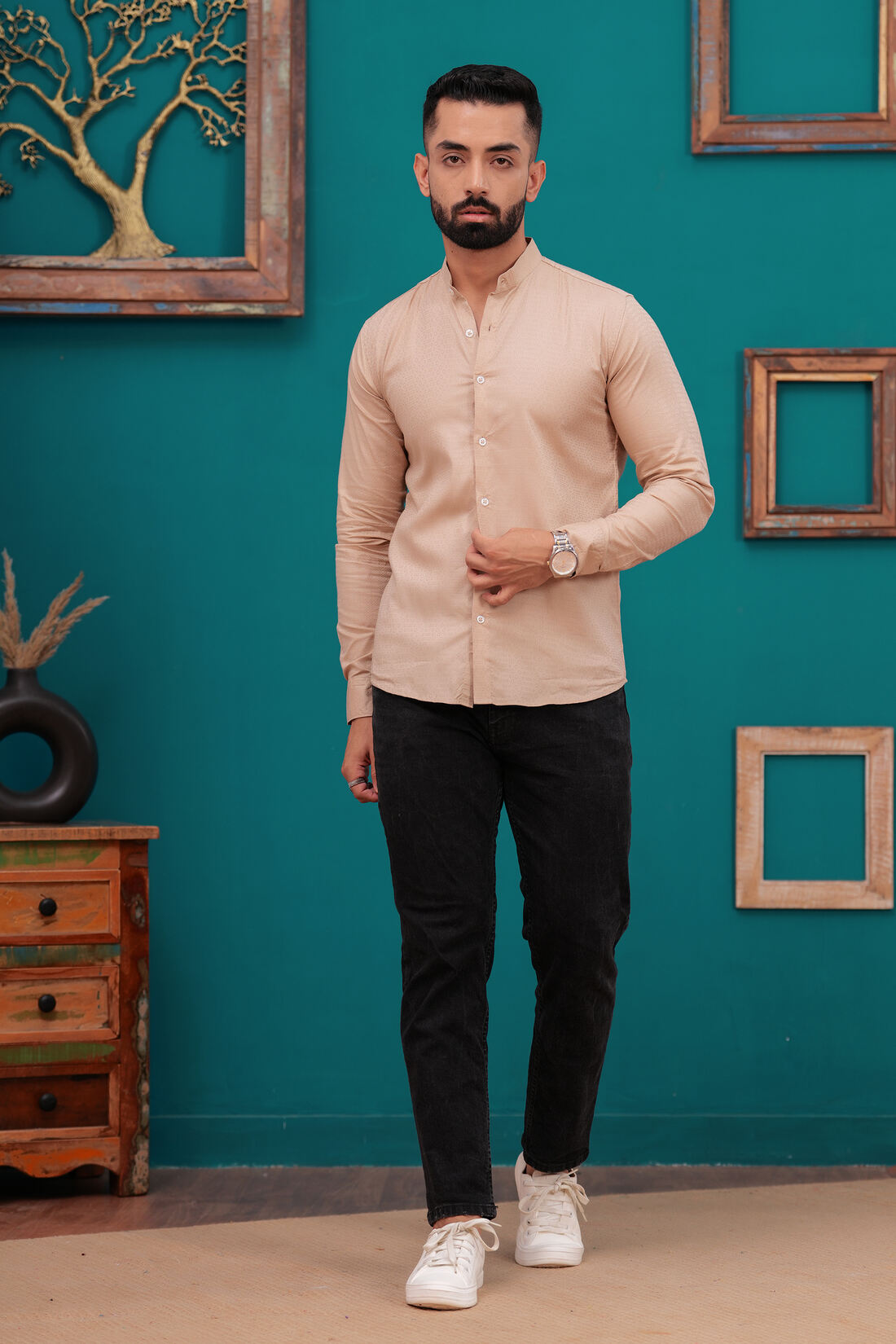BEIGE SOFT FABRIC TEXTURE SHIRT