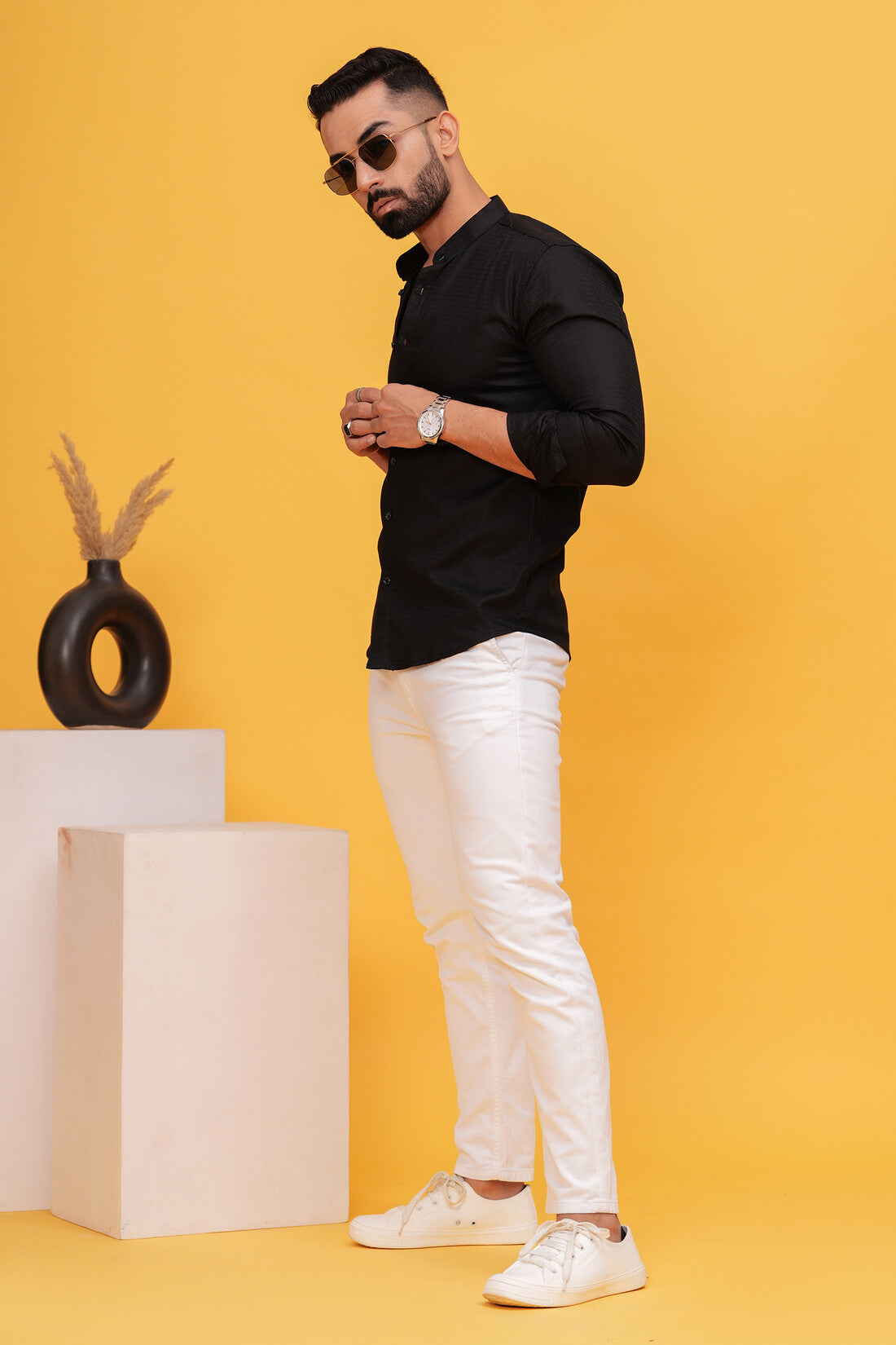 BLACK Eel TEXTURED MENS SHIRT